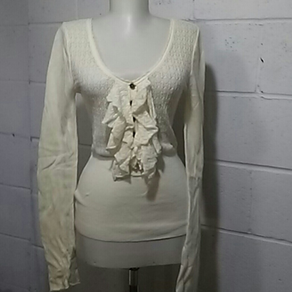 Free People Ruffle Front Sweater Sz S